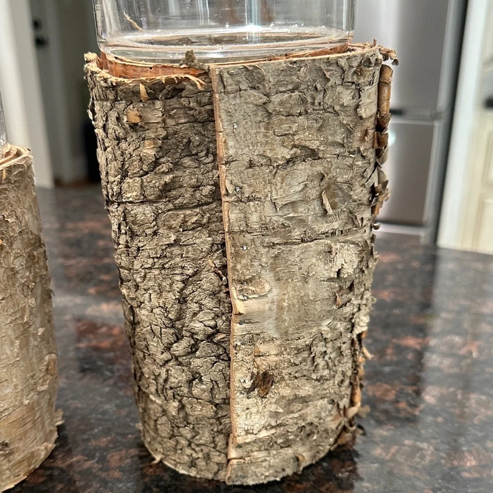 Rustic Birch Wood Glass Holders